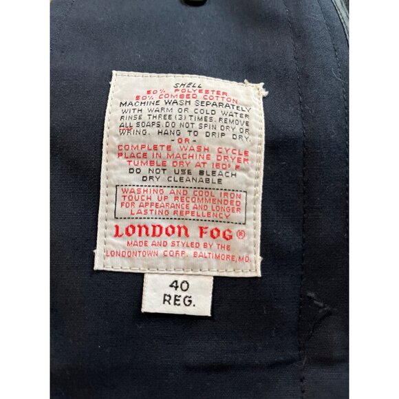 London Fog navy blue lined rain trench coat size 40 Reg - Picture 5 of 9